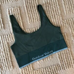 Outdoor Voices Green “SeamlessRib Longline” Ribbed Sports Bra XL